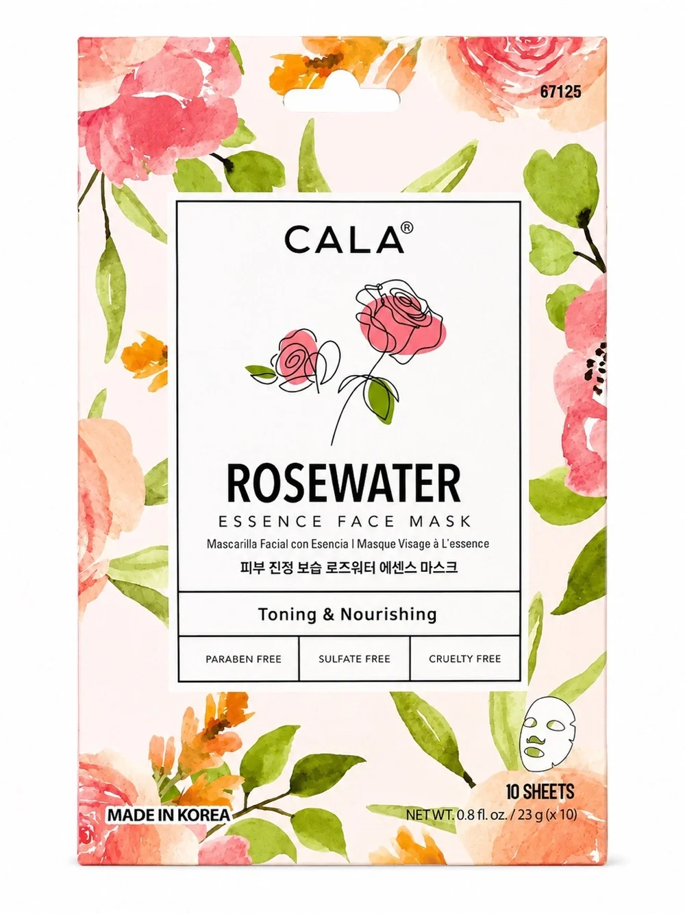 Rosewater Essence Face Mask - Pink - 10 Sheets